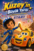 Kuzey'in Büyük Yarışı kişiye özel çocuk kitabı ön kapağı — kırmızı tonton araba ve Pixar kalitesinde yarış macerası illüstrasyonu