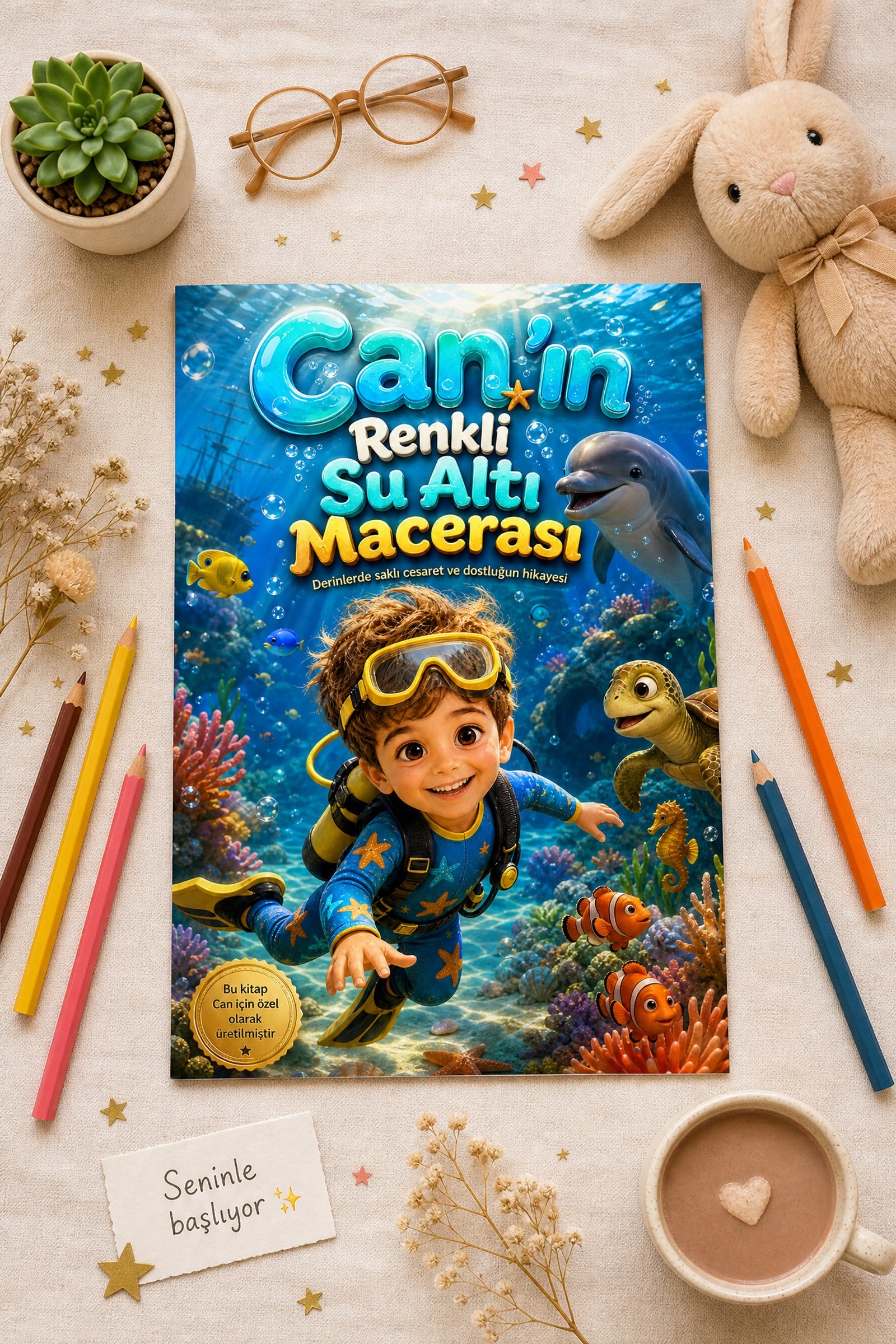 Can’ın Renkli Su Altı Macerası - Deniz Altı Macerası Kişiye Özel Çocuk Kitabı | MasalSensin