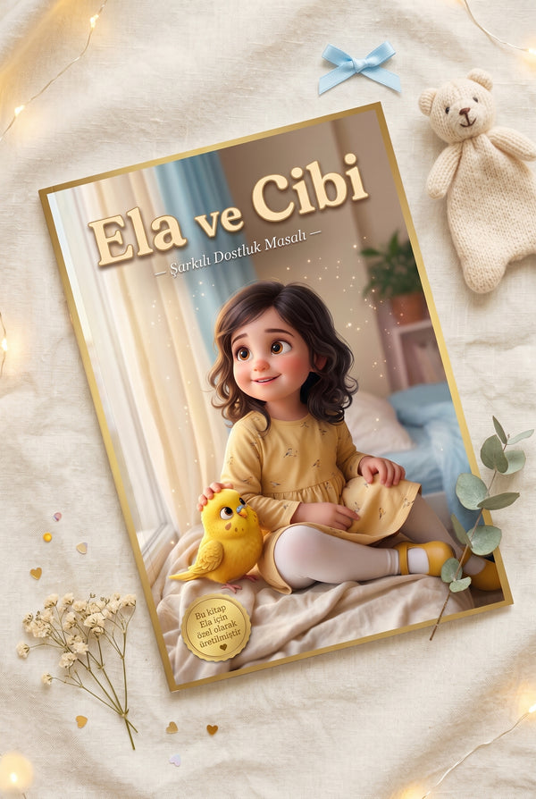 Ela ve Cibi kitabının flat-lay sunum fotoğrafı.
