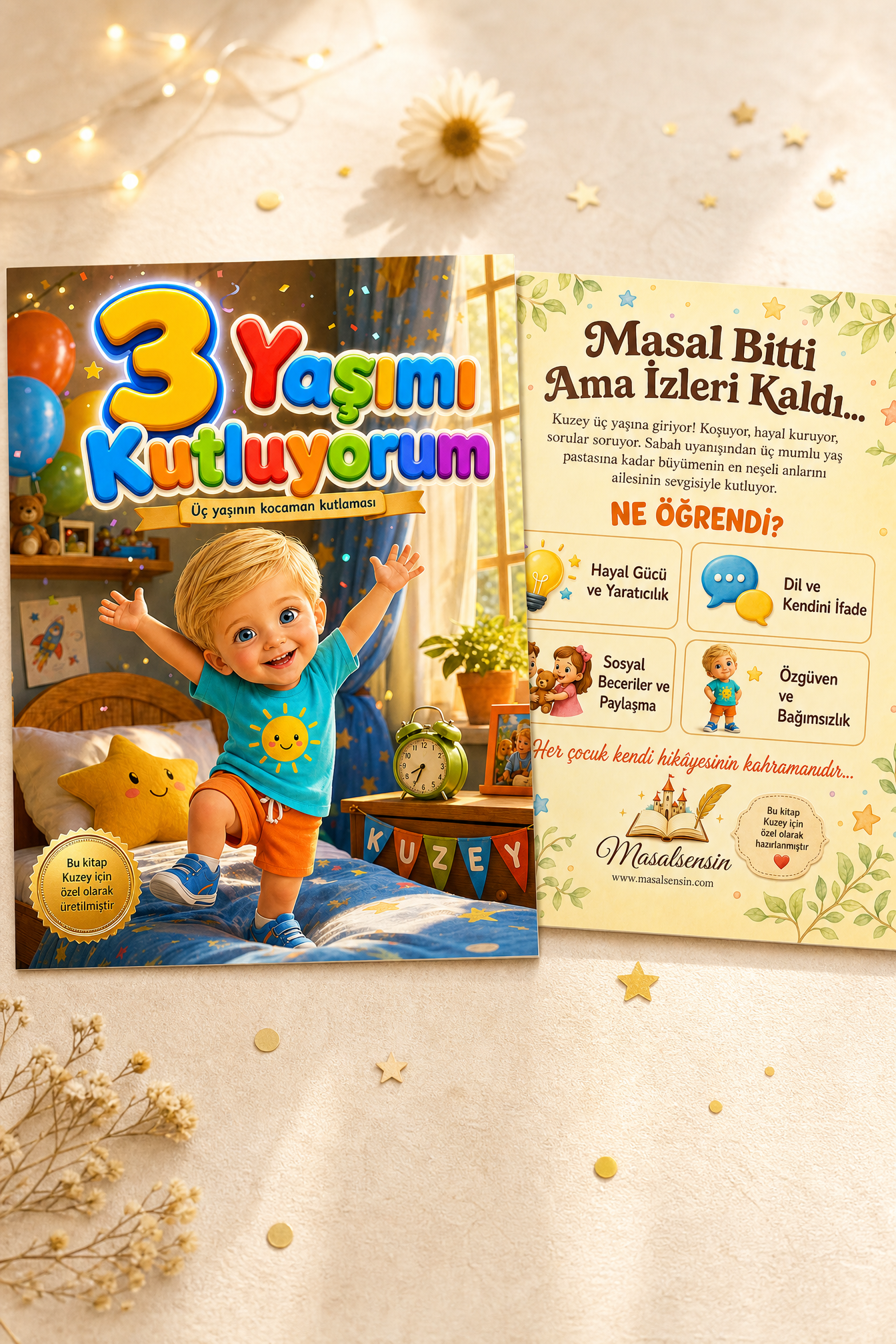 3 Yaşımı Kutluyorum - 3 Yaş Doğum Günü Kişiye Özel Çocuk Kitabı | MasalSensin