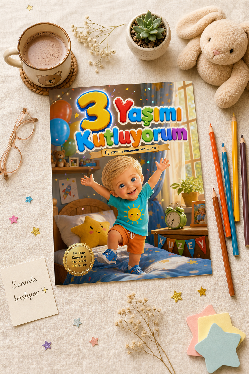 3 Yaşımı Kutluyorum - 3 Yaş Doğum Günü Kişiye Özel Çocuk Kitabı | MasalSensin