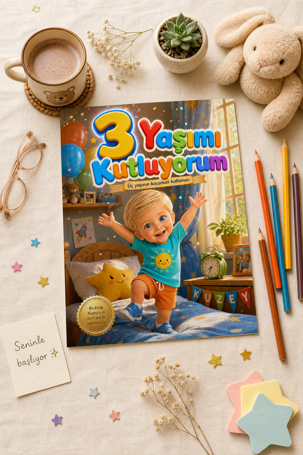 3 Yaşımı Kutluyorum - 3 Yaş Doğum Günü Kişiye Özel Çocuk Kitabı | MasalSensin