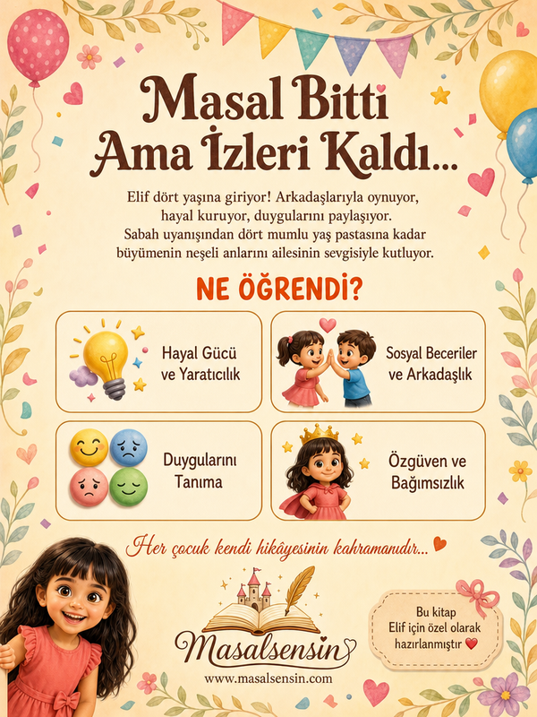 4 Yaşımı Kutluyorum - 4 Yaş Doğum Günü Kişiye Özel Çocuk Kitabı | MasalSensin