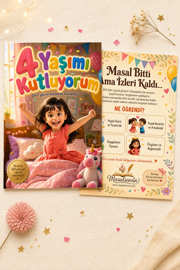 4 Yaşımı Kutluyorum - 4 Yaş Doğum Günü Kişiye Özel Çocuk Kitabı | MasalSensin