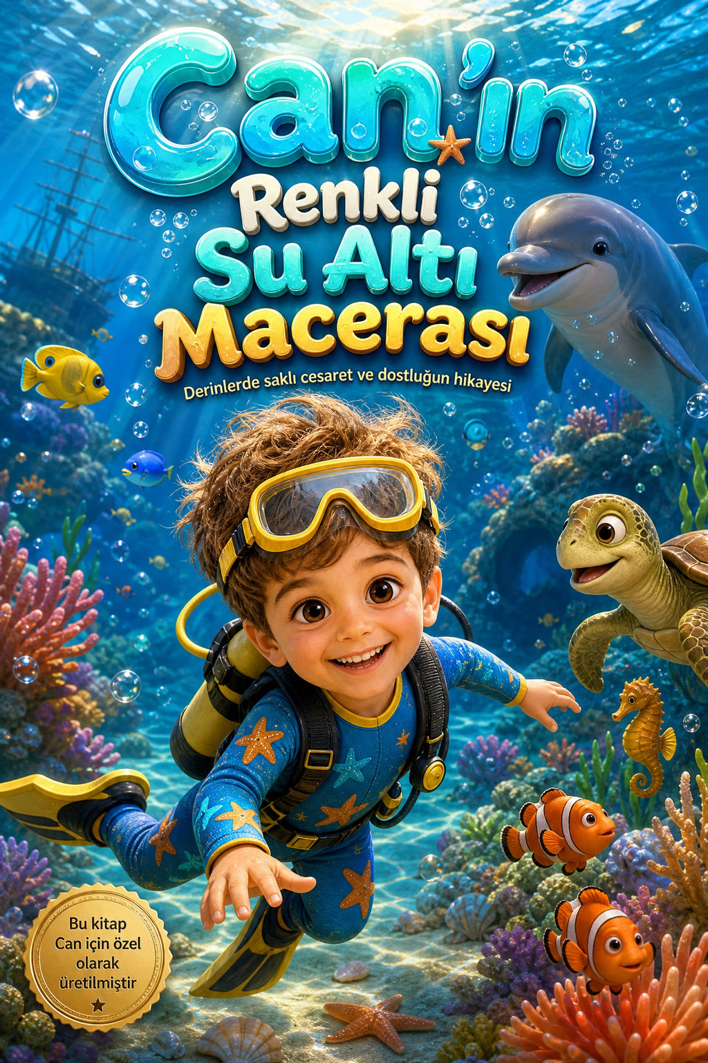 Can’ın Renkli Su Altı Macerası - Deniz Altı Macerası Kişiye Özel Çocuk Kitabı | MasalSensin