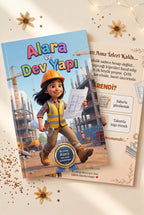 Alara'nın kişiye özel kitabı ön ve arka kapak bir arada — A4 yumuşak kapak kalitesi.