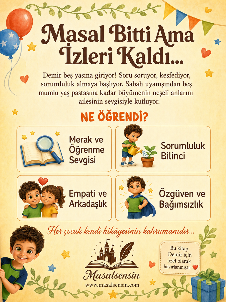 5 Yaşımı Kutluyorum - 5 Yaş Doğum Günü Kişiye Özel Çocuk Kitabı | MasalSensin