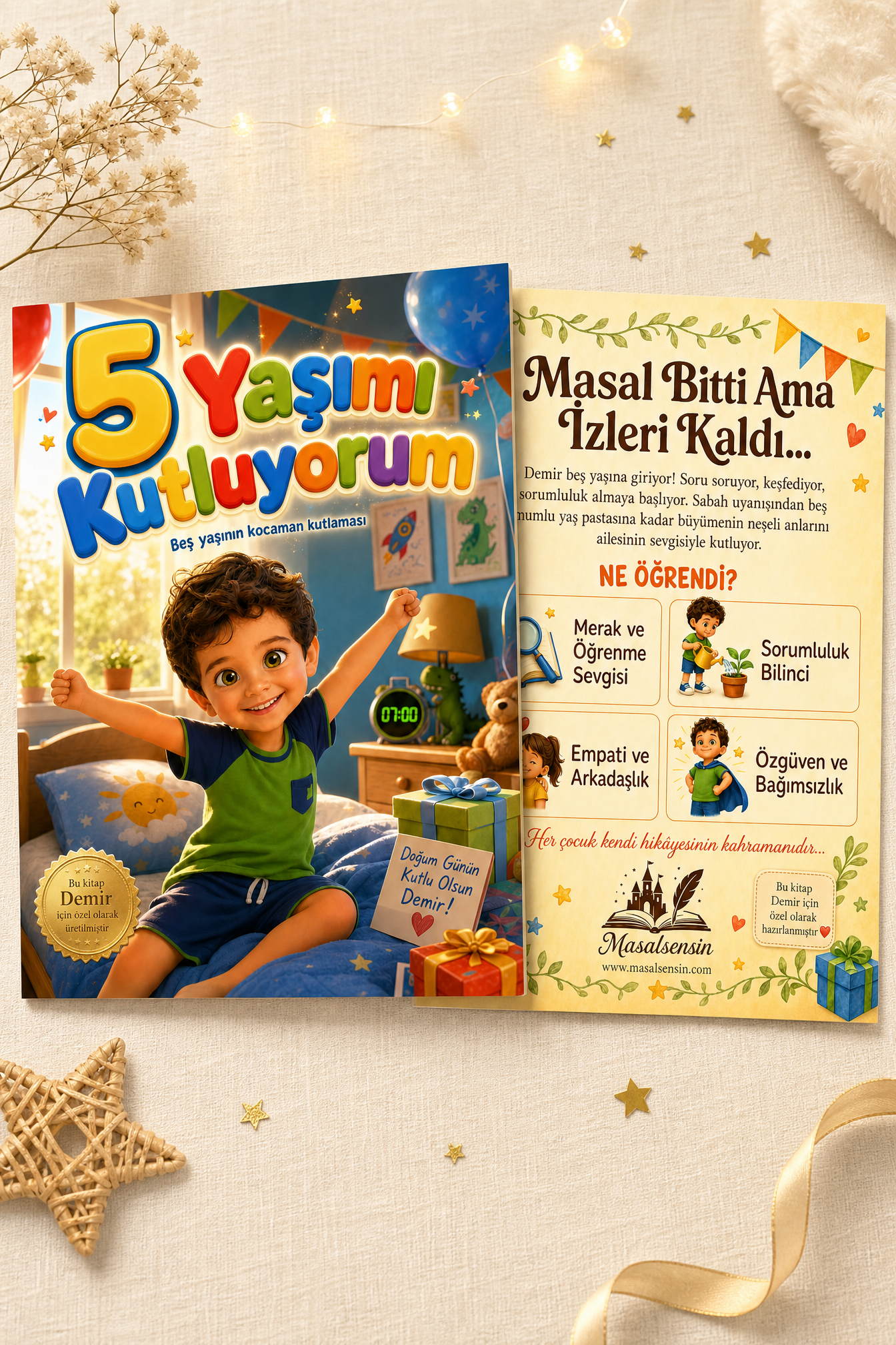 5 Yaşımı Kutluyorum - 5 Yaş Doğum Günü Kişiye Özel Çocuk Kitabı | MasalSensin