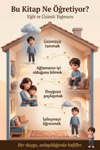 Bu Kitap Ne Öğretiyor — Yiğit ve Üzüntü Yağmuru için duygu arkı görselleştirmesi.