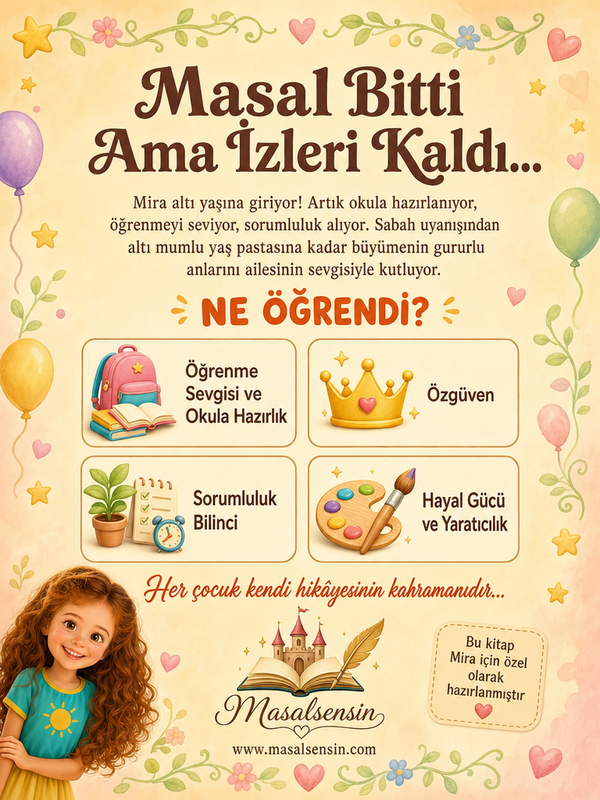 6 Yaşımı Kutluyorum - 6 Yaş Doğum Günü Kişiye Özel Çocuk Kitabı | MasalSensin