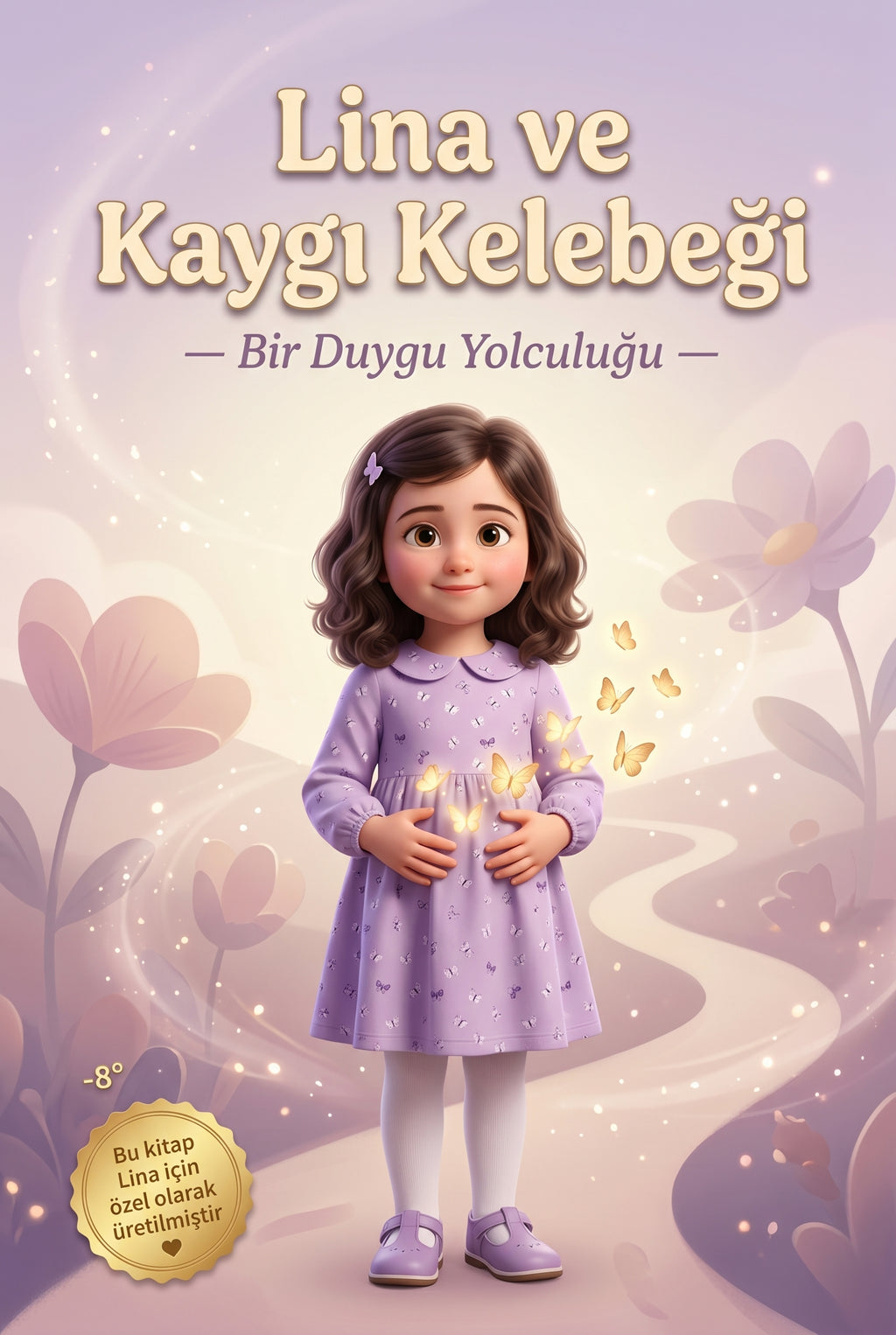 Lina ve Kaygı Kelebeği kişiye özel duygu kitabı ön kapağı.