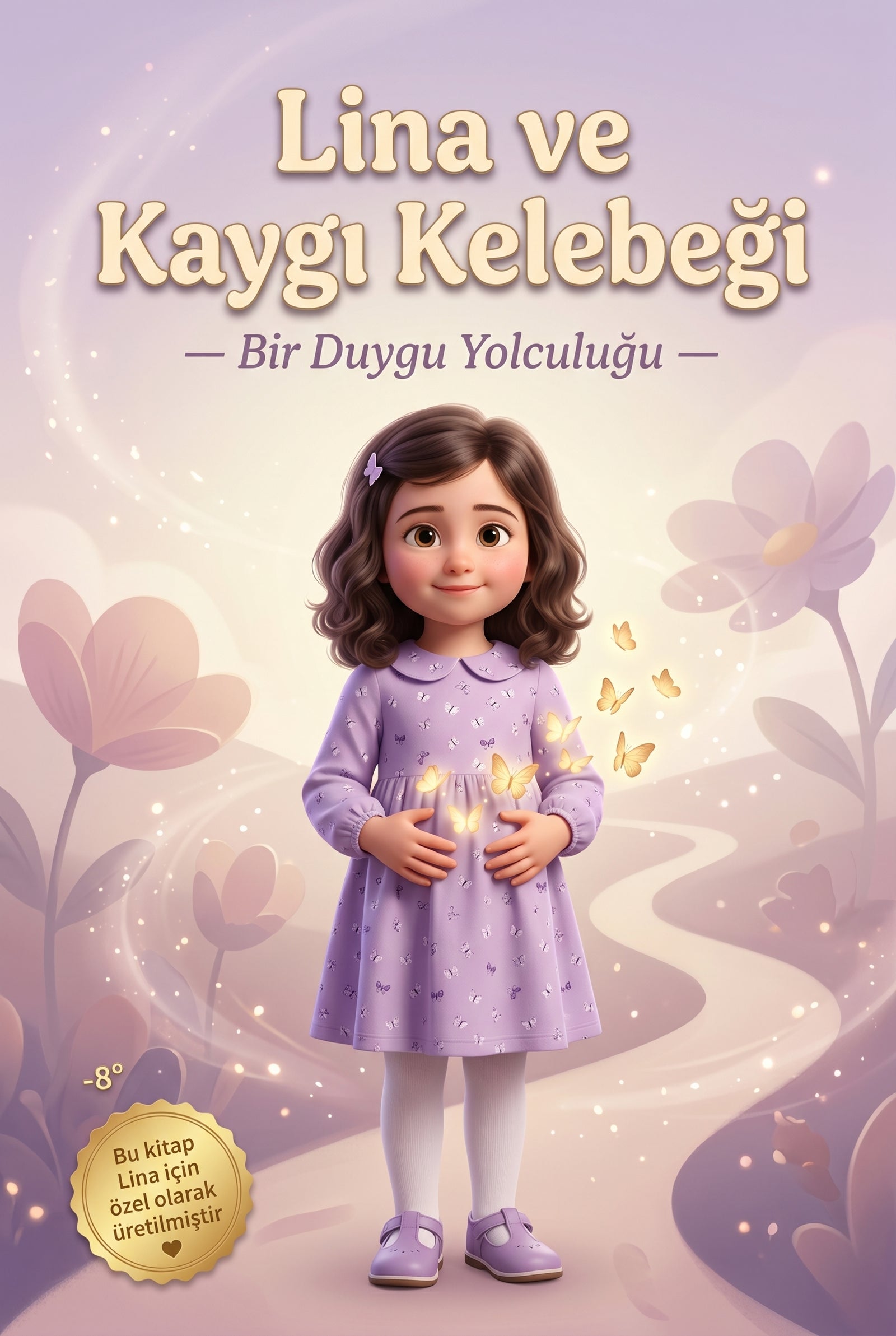 Lina ve Kaygı Kelebeği kişiye özel duygu kitabı ön kapağı.