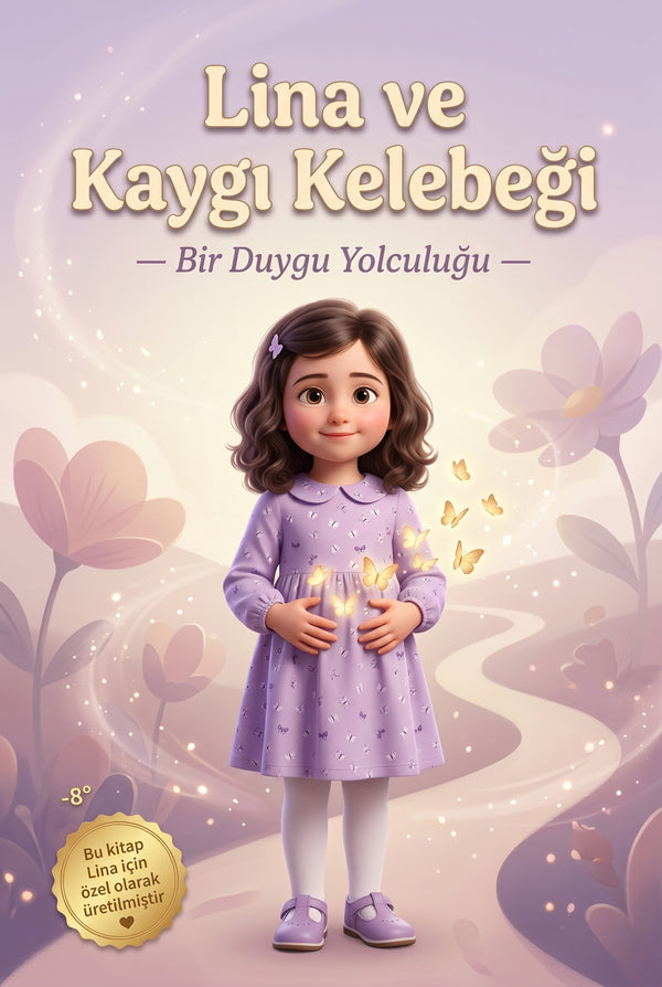 Lina ve Kaygı Kelebeği kişiye özel duygu kitabı ön kapağı.