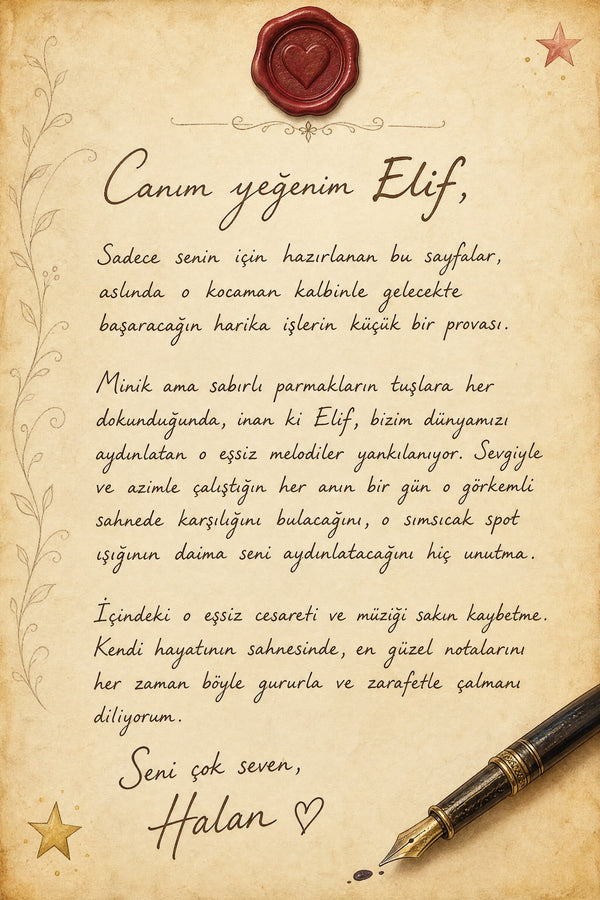 Elif'e özel yazılmış sevgi dolu ithaf sayfası — kalıcı ve anlamlı kişiselleştirilmiş hediye notu