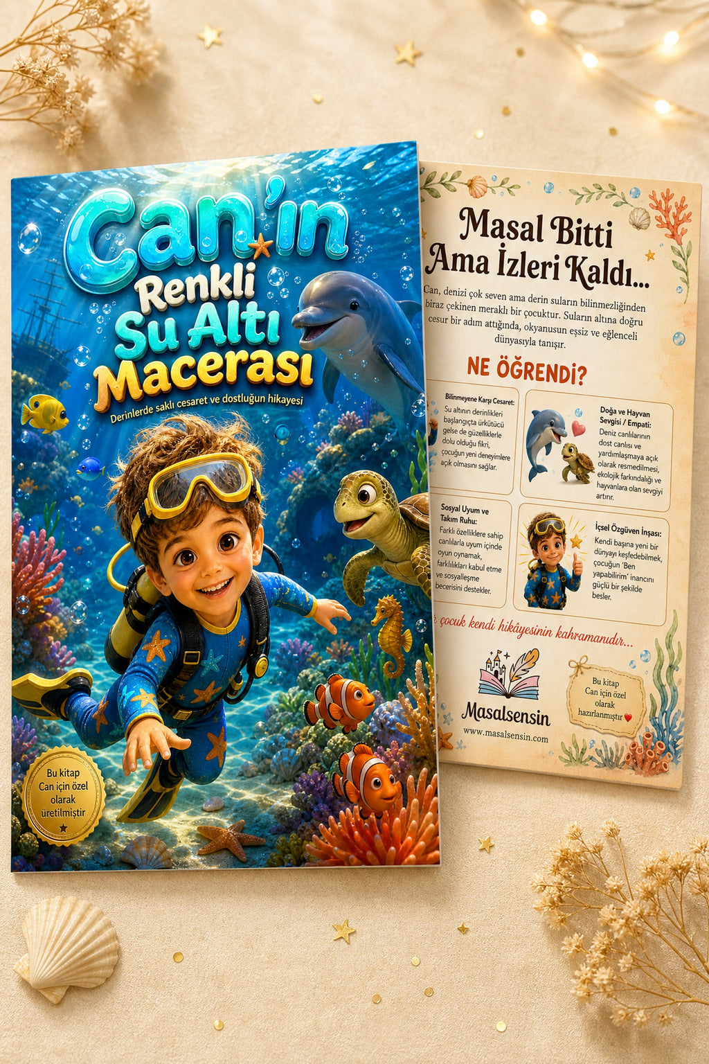 Can’ın Renkli Su Altı Macerası - Deniz Altı Macerası Kişiye Özel Çocuk Kitabı | MasalSensin