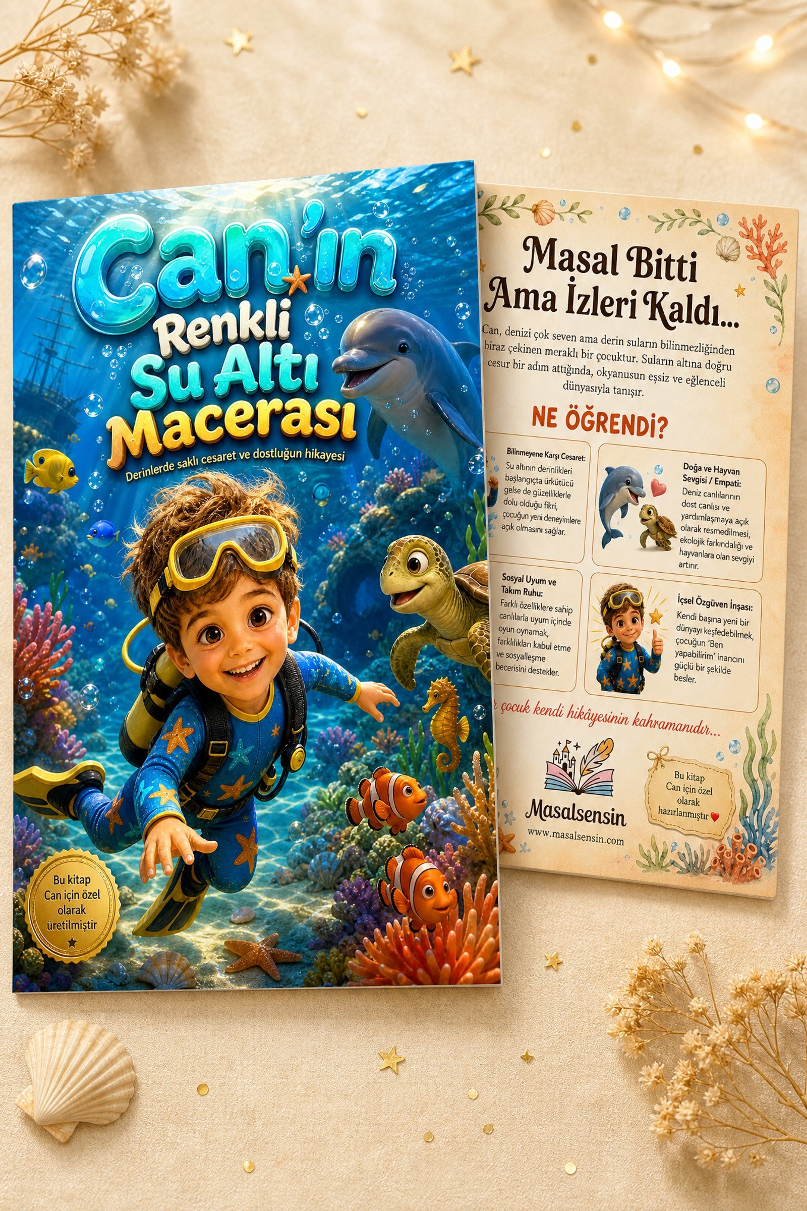 Can’ın Renkli Su Altı Macerası - Deniz Altı Macerası Kişiye Özel Çocuk Kitabı | MasalSensin