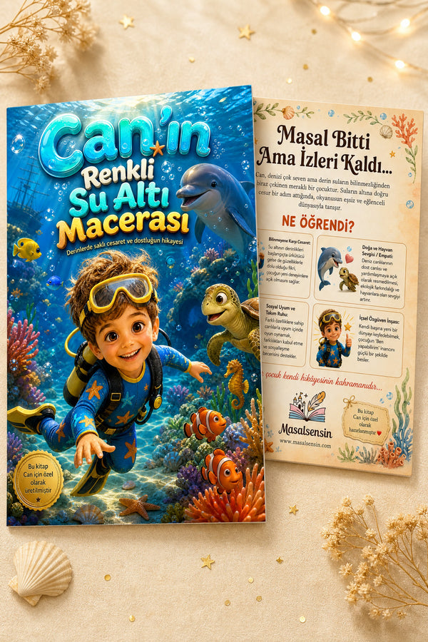 Can’ın Renkli Su Altı Macerası - Deniz Altı Macerası Kişiye Özel Çocuk Kitabı | MasalSensin