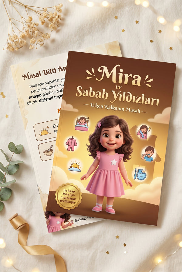 Mira'nın kişiye özel günlük değerler kitabı ön ve arka kapak birlikte.