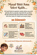 Ali isimli değerler eğitimi kitabının arka kapağı empati ve öz-bakım kazanımları