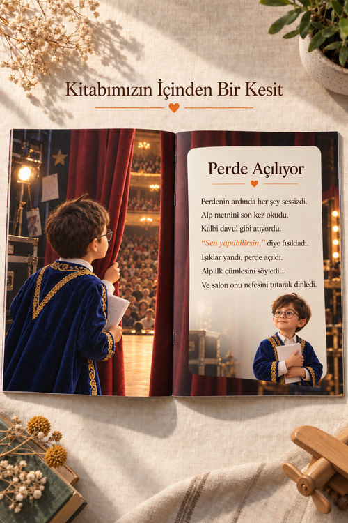 Alp ve Perdenin Ardı kitabının içinden bir kesit: iç sayfa örneği