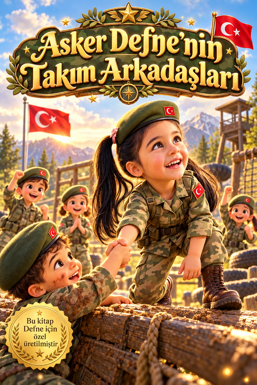 Asker Defne kişiye özel meslek hikayesi çocuk kitabı ön kapak