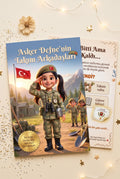 Asker Defne'nin kişiye özel kitabı ön ve arka kapak birlikte - A4 boyutlu yüksek kaliteli yumuşak kapak
