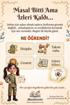 Defne isimli kitabın arka kapağı - Çocuklarda disiplin ve takım ruhu kazanımlarını anlatan pedagojik mesajlar