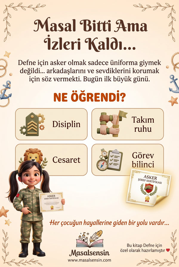 Defne isimli kitabın arka kapağı - Çocuklarda disiplin ve takım ruhu kazanımlarını anlatan pedagojik mesajlar