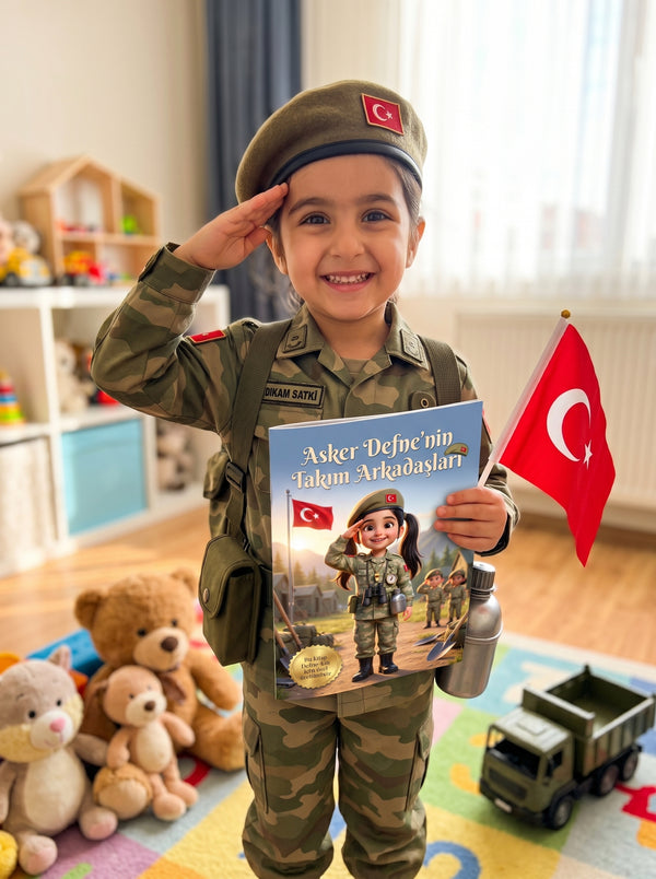 6 yaşındaki Defne uyumadan önce kendi adının yazılı olduğu meslek hikayesini okurken ebeveyniyle beraber