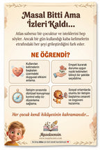 Atlas isimli çocuk kitabının arka kapağı - empati ve günlük değerler eğitimi pedagojik kazanım özeti.