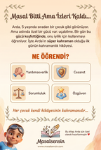 Arda süper kahraman kitabının arka kapağı — kazanımlar özeti
