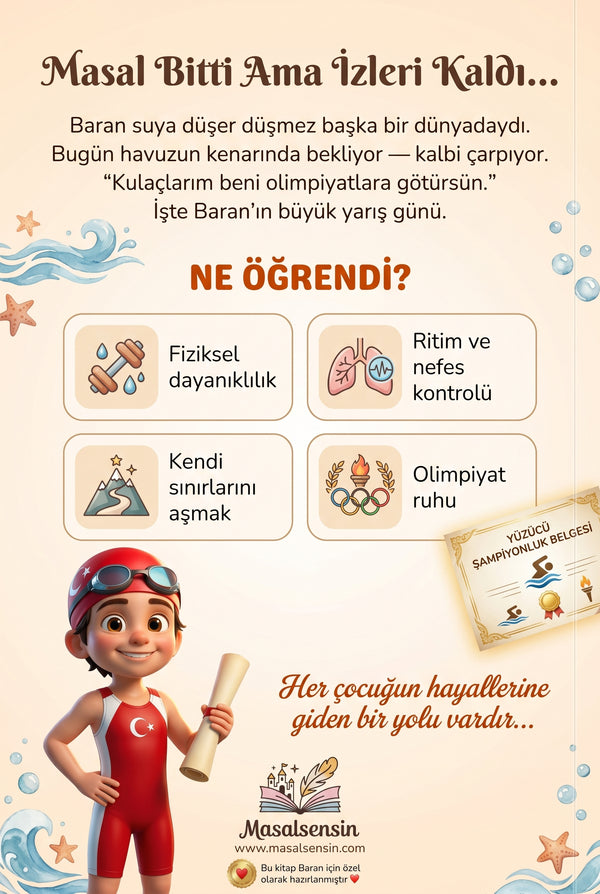Baran isimli meslek kitabının arka kapağı olimpiyat ruhu ve kendi sınırlarını aşmak temalı hikaye özeti