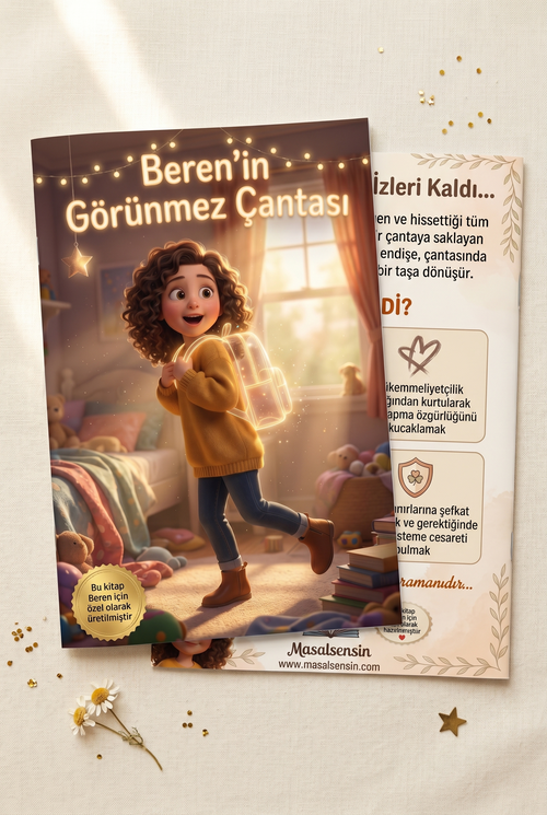 Beren'in kişiye özel kitabı ön ve arka kapak birlikte magazine format A4 paperback