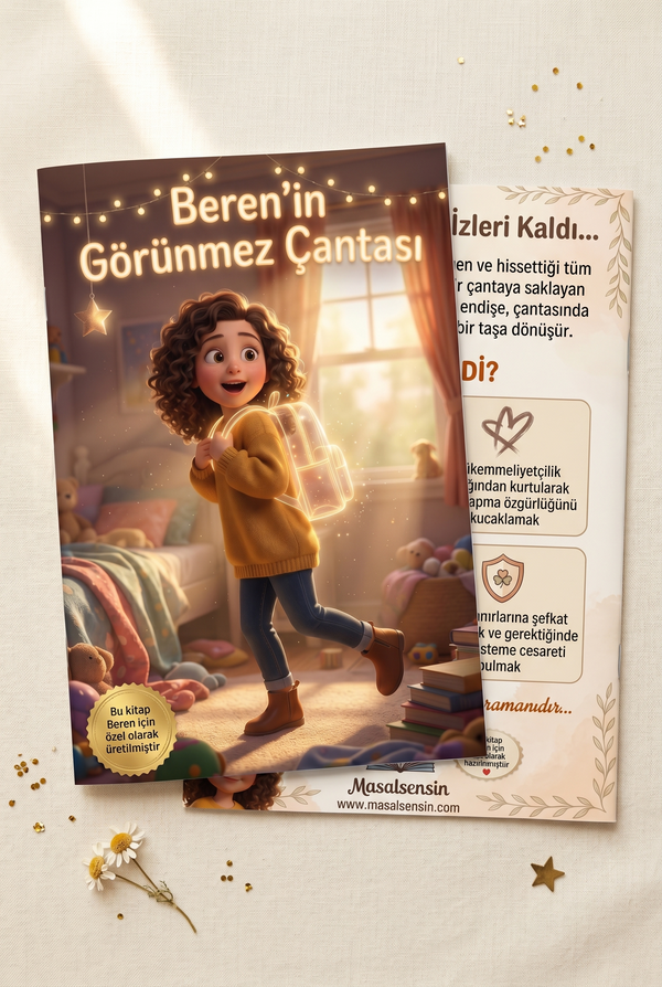 Beren'in kişiye özel kitabı ön ve arka kapak birlikte magazine format A4 paperback