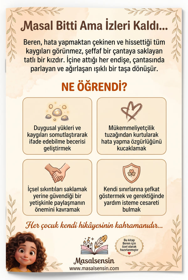 Beren isimli kitabın arka kapağı duygusal düzenleme ve proaktif problem çözme kazanımları