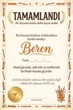 Beren için teyzesinden yazılmış duygusal hediye notunun yer aldığı, sevgi dolu kişiselleştirilmiş iç sayfa