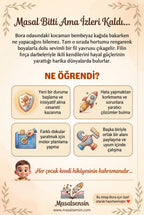 Bora isimli kitabın arka kapağı — yaratıcılık ve inisiyatif alma kazanımlarını anlatan detaylar