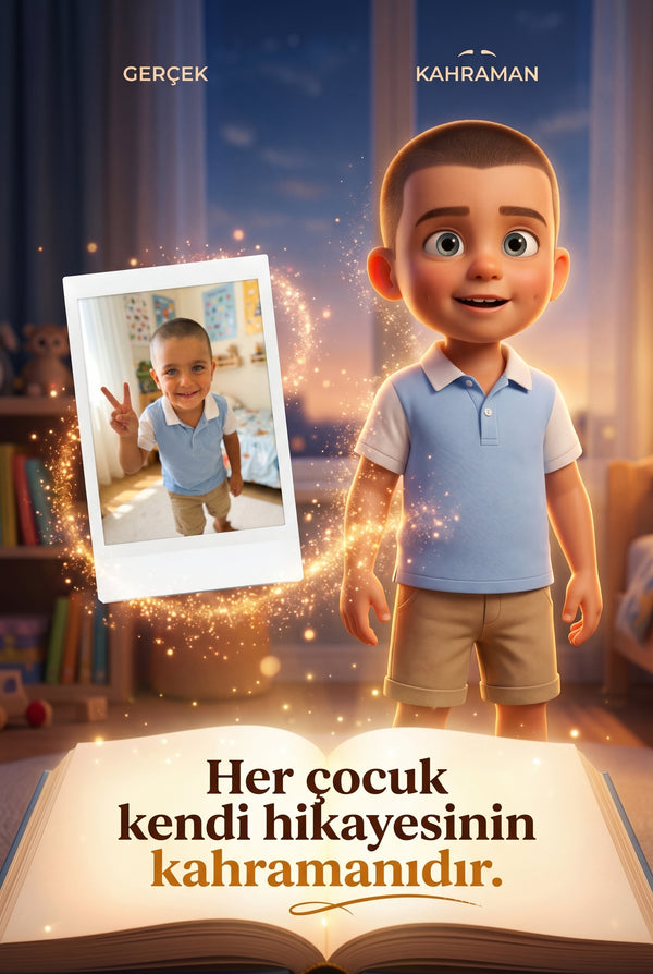 Çocuğun fotoğrafının sevimli fil ile birlikte 3D masal kahramanına dönüştüğü sihirli an