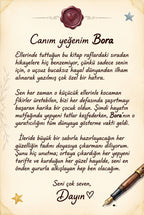 Hediye eden teyzesinden Bora'ya özel yazılmış duygusal ithaf ve mesaj sayfası