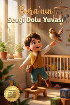 Bora'nın Sevgi Dolu Yuvası kişiye özel çocuk kitabı ön kapağı, Pixar kalitesinde 3D ağabey olma temalı illüstrasyon