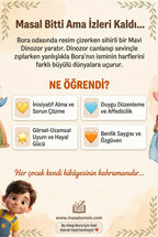 Bora için hazırlanan kişiselleştirilmiş çocuk kitabı arka kapak detayı