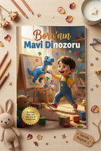 Bora isimli çocuk kitabı hediye paketi ve eğitici oyuncaklarla düz çekim konsepti