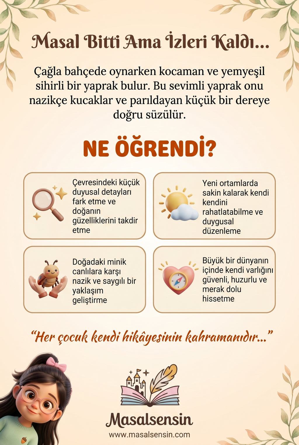 Çağla isimli bebek masalı arka kapağı — duygusal düzenleme ve uykuya geçiş kazanımları
