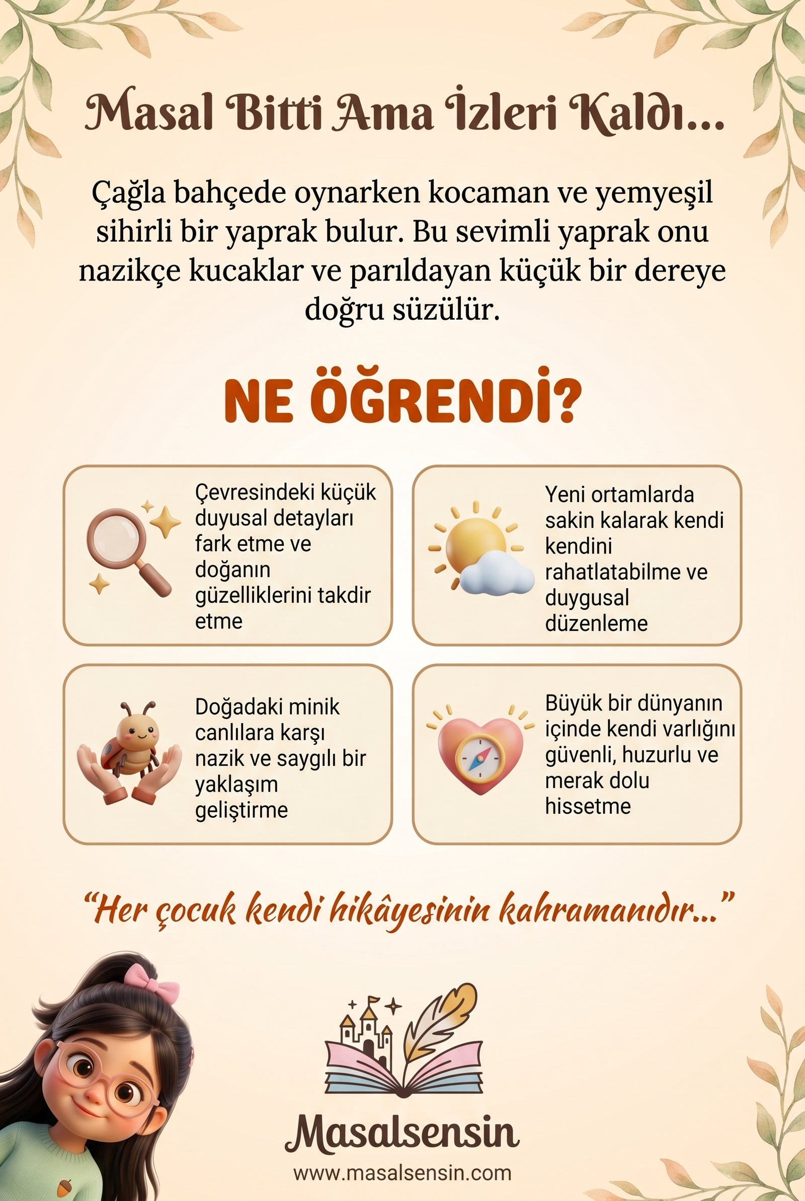 Çağla isimli bebek masalı arka kapağı — duygusal düzenleme ve uykuya geçiş kazanımları
