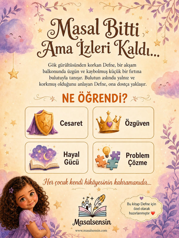 Defne'nin Fırtına Bulutunu Evcilleştirme Yolculuğu - Fırtına Korkusu Kişiye Özel Çocuk Kitabı | MasalSensin