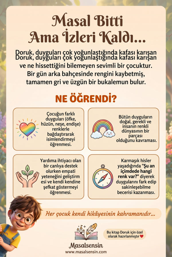 Doruk isimli kitabın arka kapağı — duygusal düzenleme ve proaktif problem çözme kazanımları