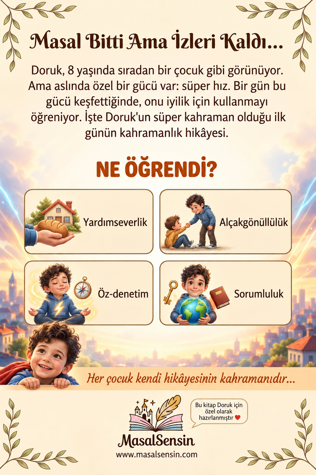 Doruk'un Şimşek Ayakkabıları arka kapak: Masal Bitti Ama İzleri Kaldı