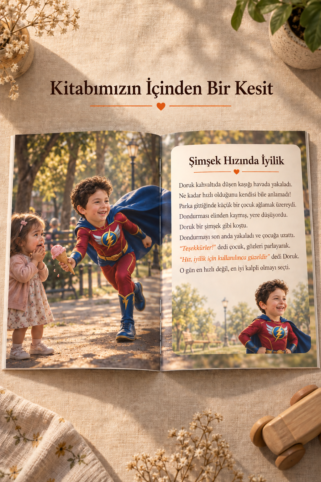 Doruk'un Şimşek Ayakkabıları kitabının içinden bir kesit: iç sayfa örneği