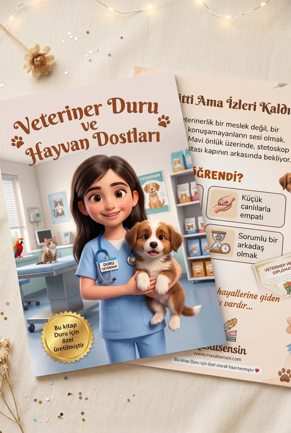Veteriner Duru kişiye özel kitabı ön ve arka kapak bir arada - yumuşak kapaklı A4 kaliteli baskı