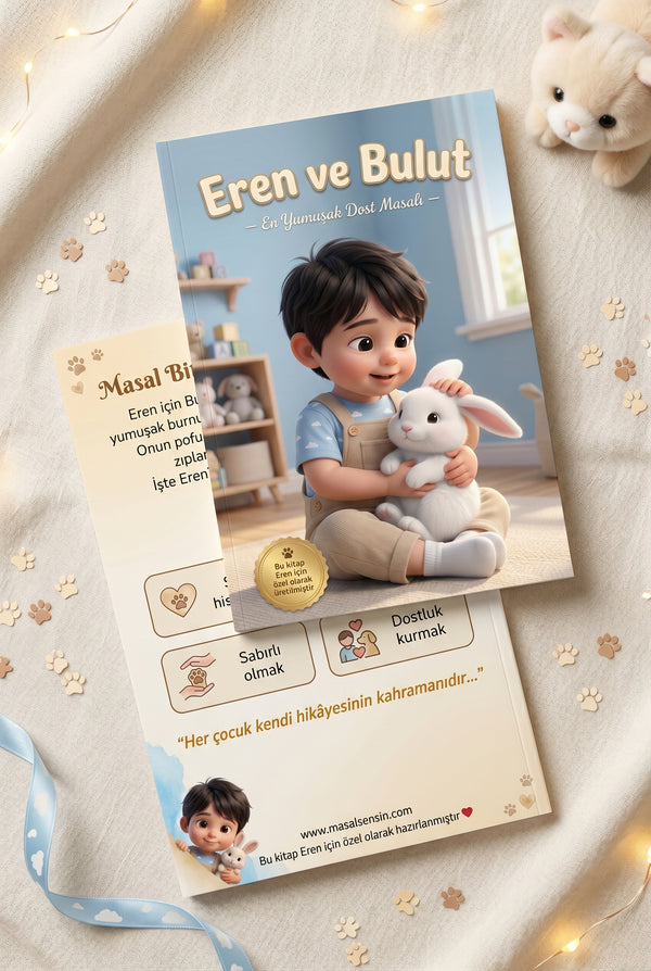 Eren'nın kişiye özel hayvan dostluk kitabı ön ve arka kapak birlikte.